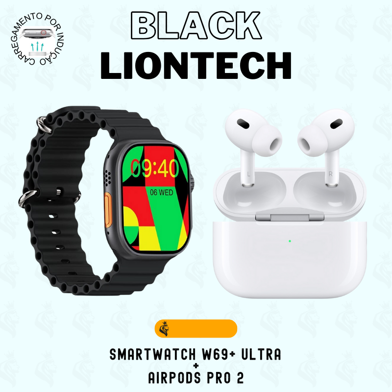 COMBO LIONTECH 🔥🔥 SMARTWATCH W69+ ULTRA SERIE 10 TELA AMOLED + AIRPODS PRO 2