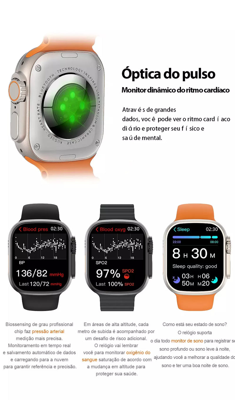 Smartwatch W68+ Ultra Max Serie 8 49mm [COMPRE 1 LEVE 2] - Trava Para Pulseiras | [FRETE GRÁTIS]